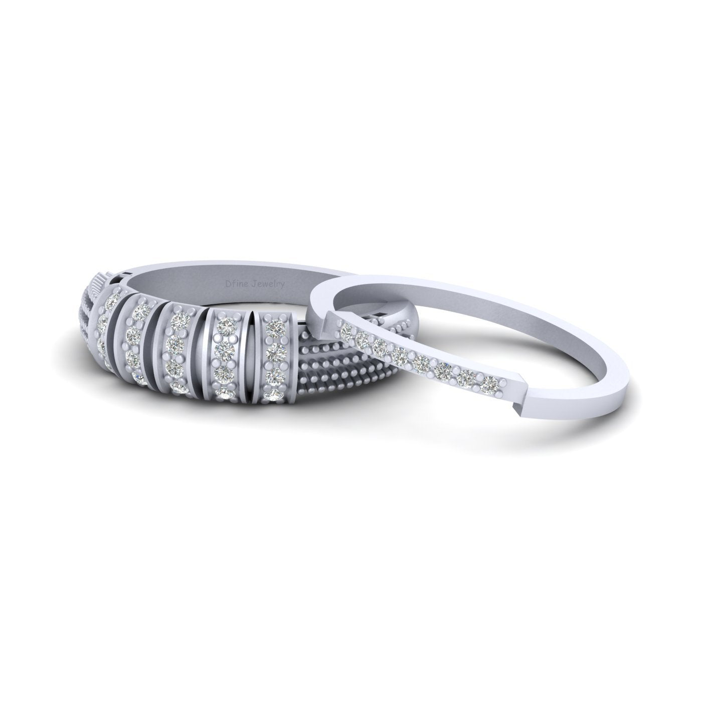 SILVER DIAMOND PROMISE RING SET