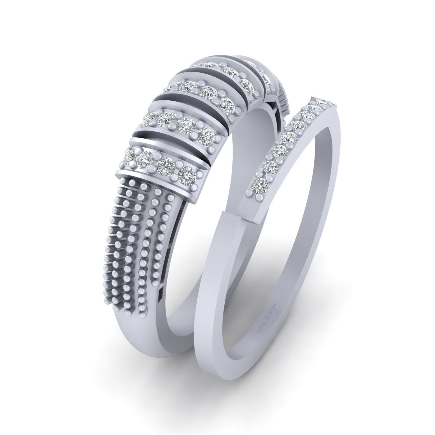 SILVER DIAMOND PROMISE RING SET