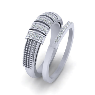 SILVER DIAMOND PROMISE RING SET