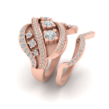 ROSE GOLD COCKTAIL WEDDING RING SET