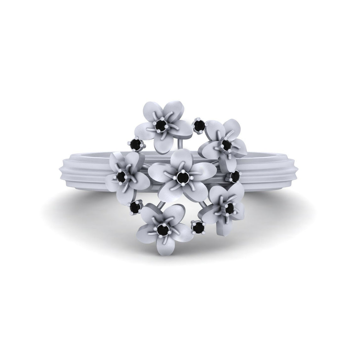 BLACK DIAMOND FLOWER WEDDING RING