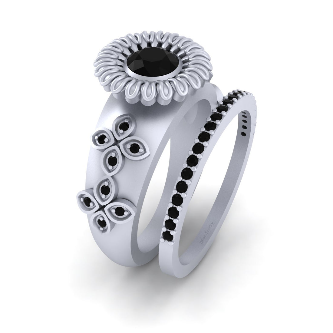 BLACK DIAMOND ENGAGEMENT RING SET