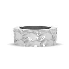 Textured Wedding Band For Men Hammered Textured Band Silver
