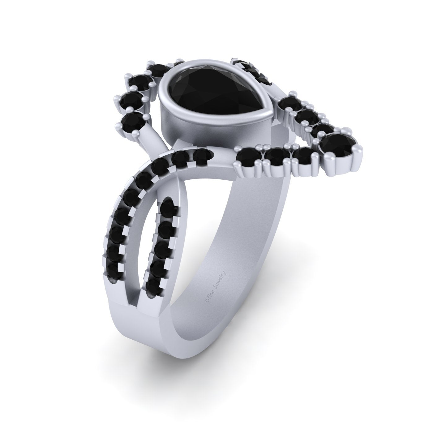 BLACK DIAMOND ENGAGEMENT RING FOR HER