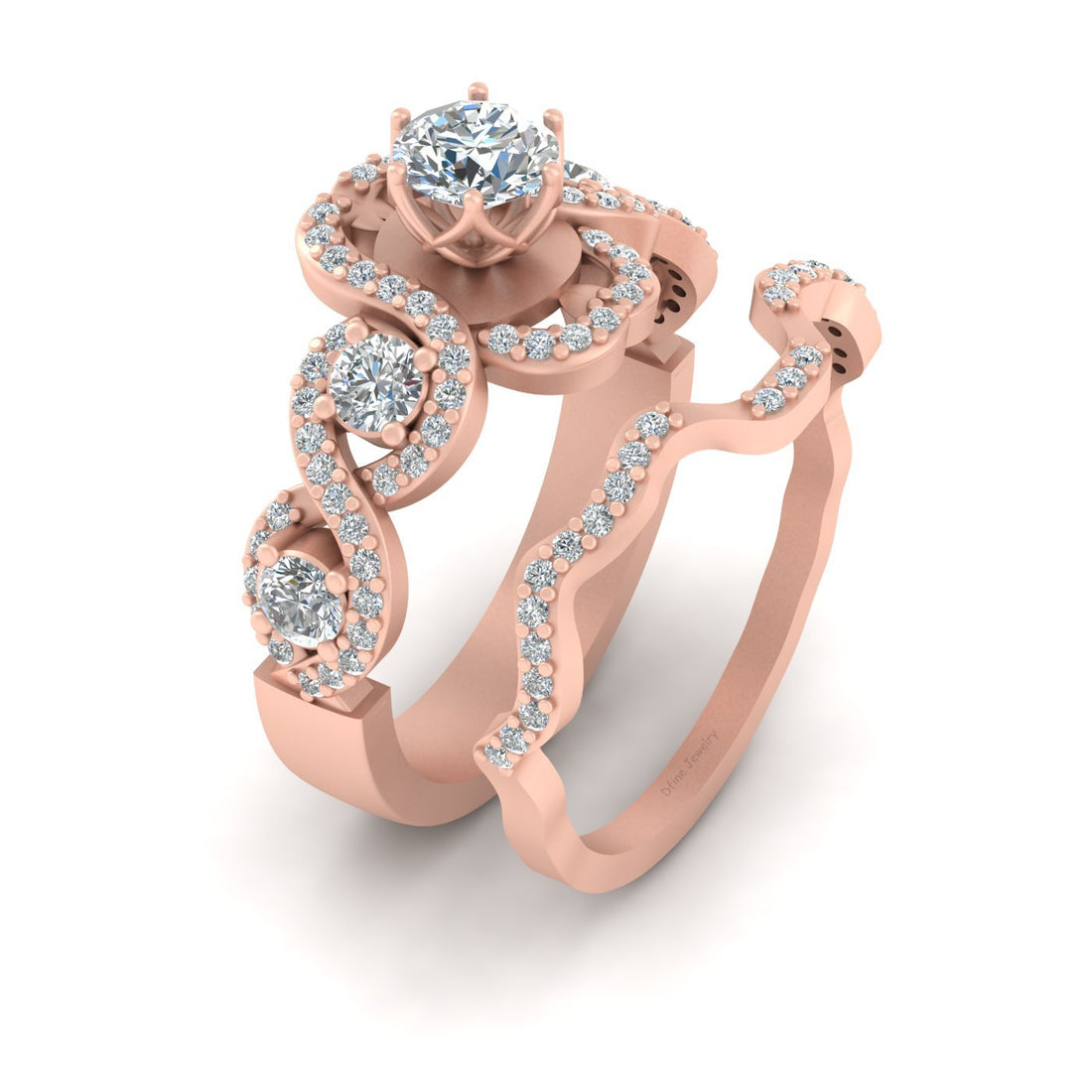 5 STONE DIAMOND ENGAGEMENT RING SET