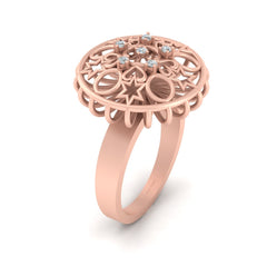 Star and Heart Engagement Ring For Her Art Nouveau Wedding Ring