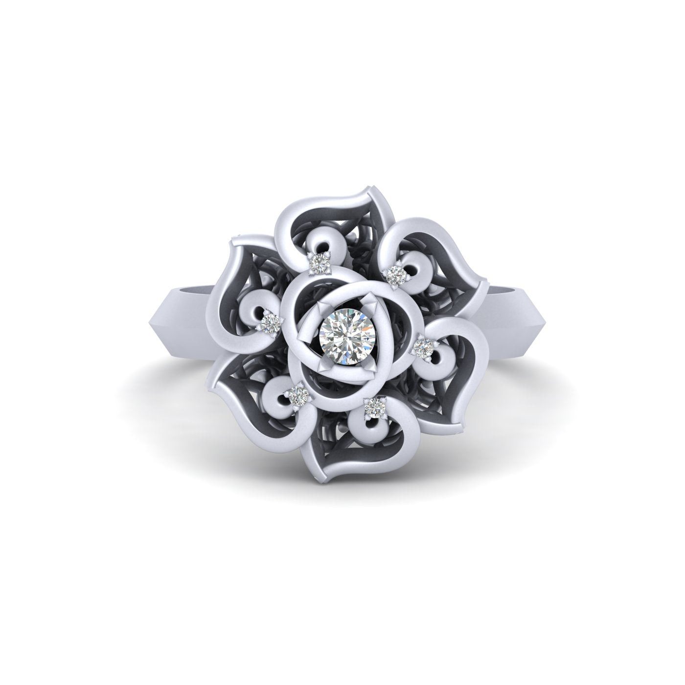 DIAMOND FLORAL ENGAGEMENT RING