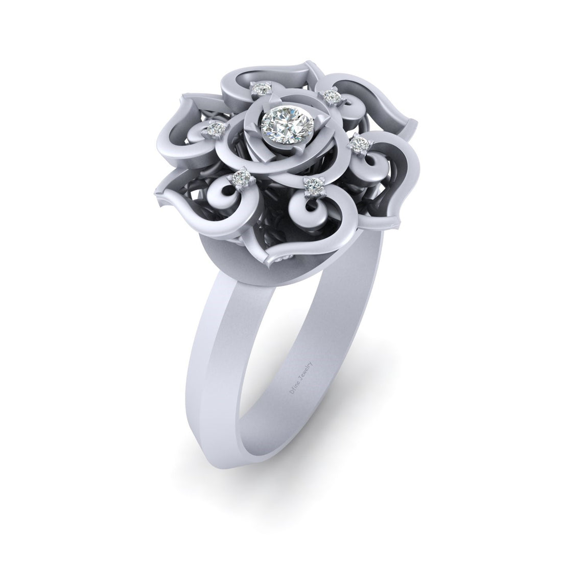 DIAMOND FLORAL ENGAGEMENT RING