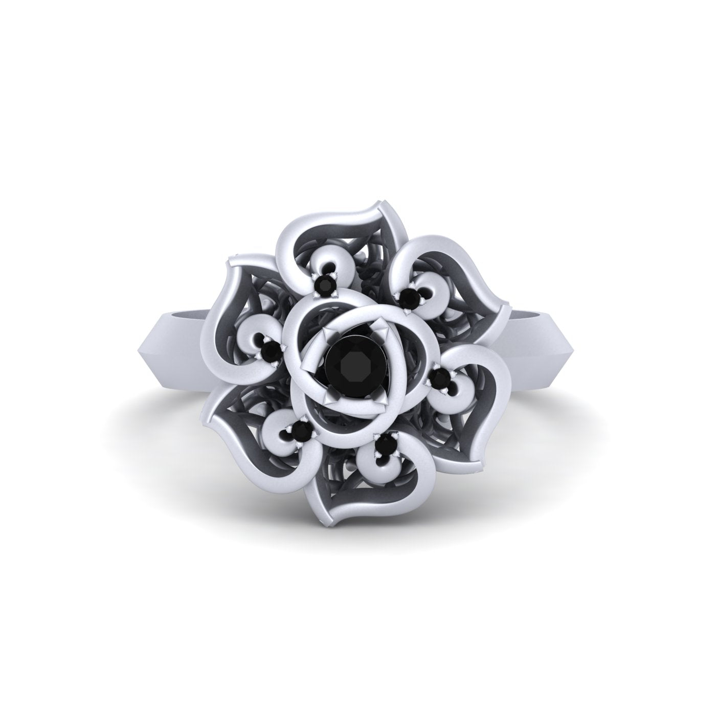 WHITE GOLD FLORAL WEDDING RING