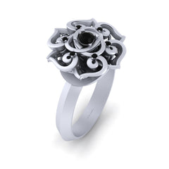 White Gold Floral Wedding Ring Art Nouveau Engagement Ring