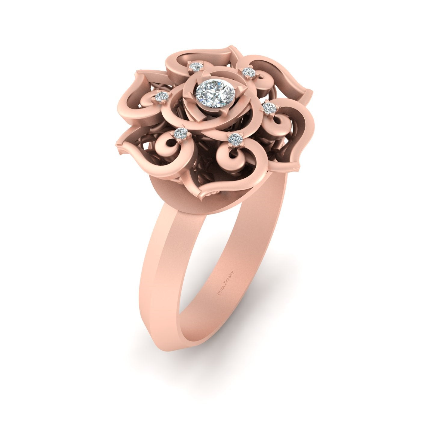 DIAMOND FLORAL ENGAGEMENT RING