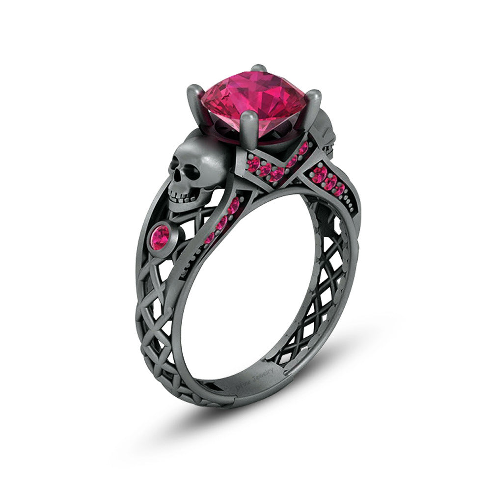 Halloween Ruby Skull Ring