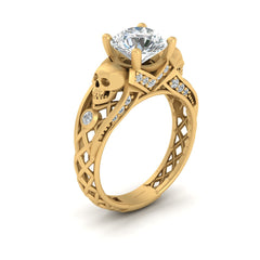 Gold Skull Wedding Ring Diamond Mesh Gothic Skull Ring For Women