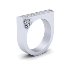 U Shaped Diamond Ring Tiny Flower U Shape Wedding Band Womens