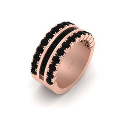 Black Diamond Anniversary Band Solid 18k Rose Gold Engagement Band