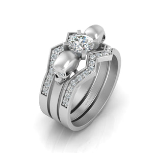 Diamond Skull Engagement Ring Set Gothic Skull Ring Set For Women