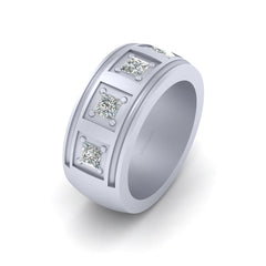 5 Stone Diamond Wedding Band Mens Eternity Band Sterling Silver