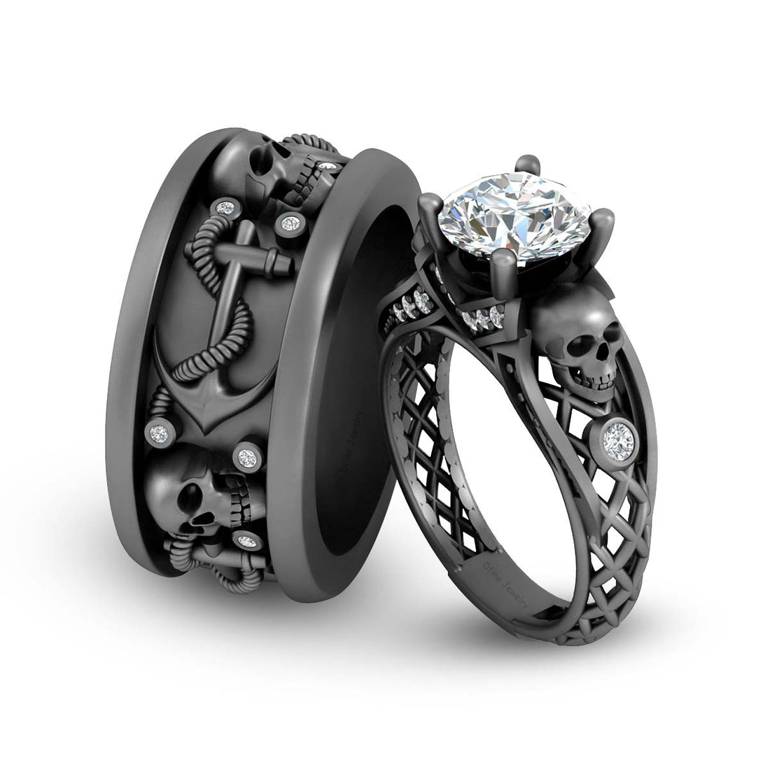 SKULL WEDDING RINGS FOR COUPLE