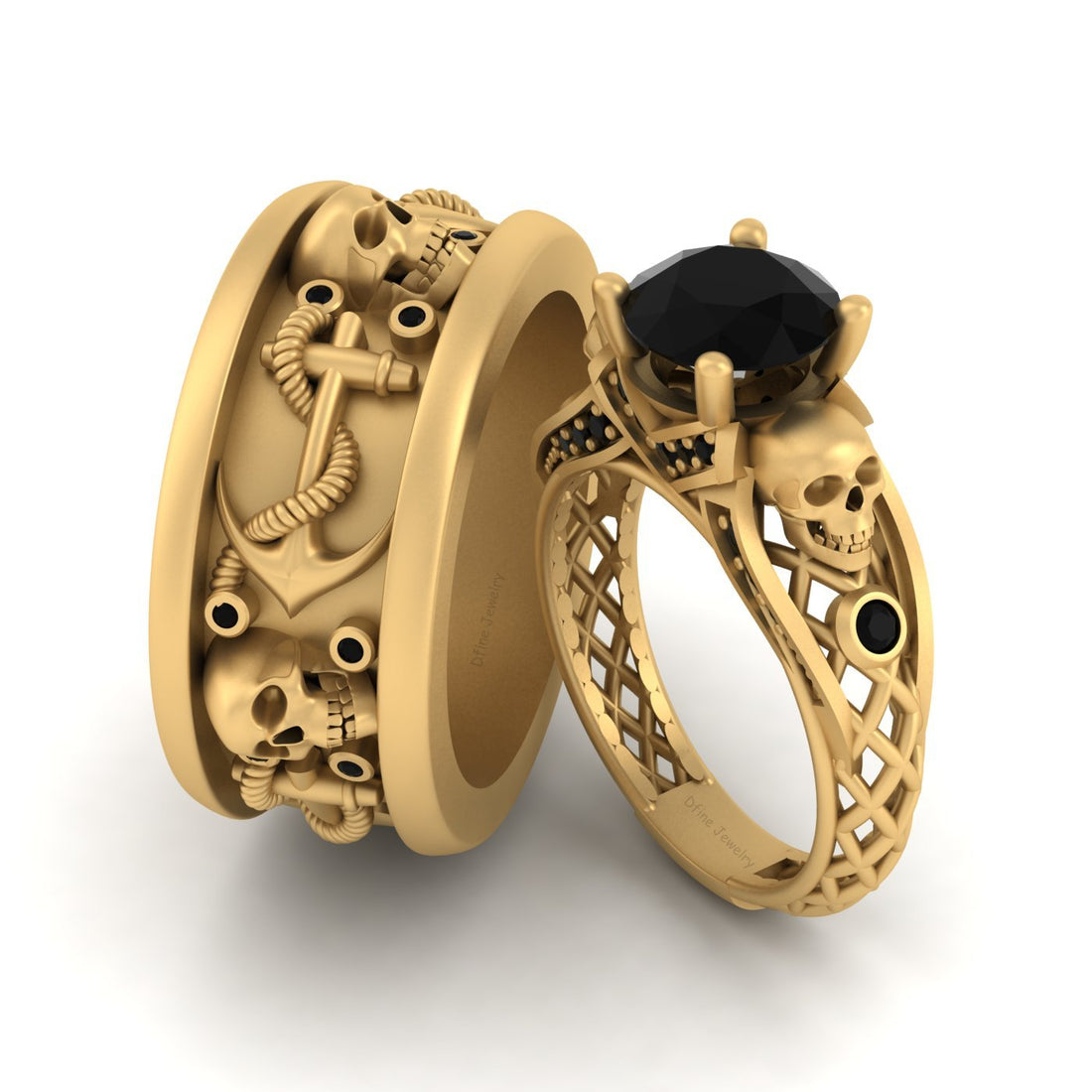Gold Skull Wedding Rings