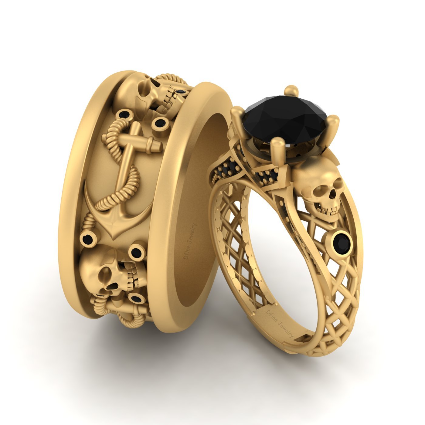 Gold Skull Wedding Rings