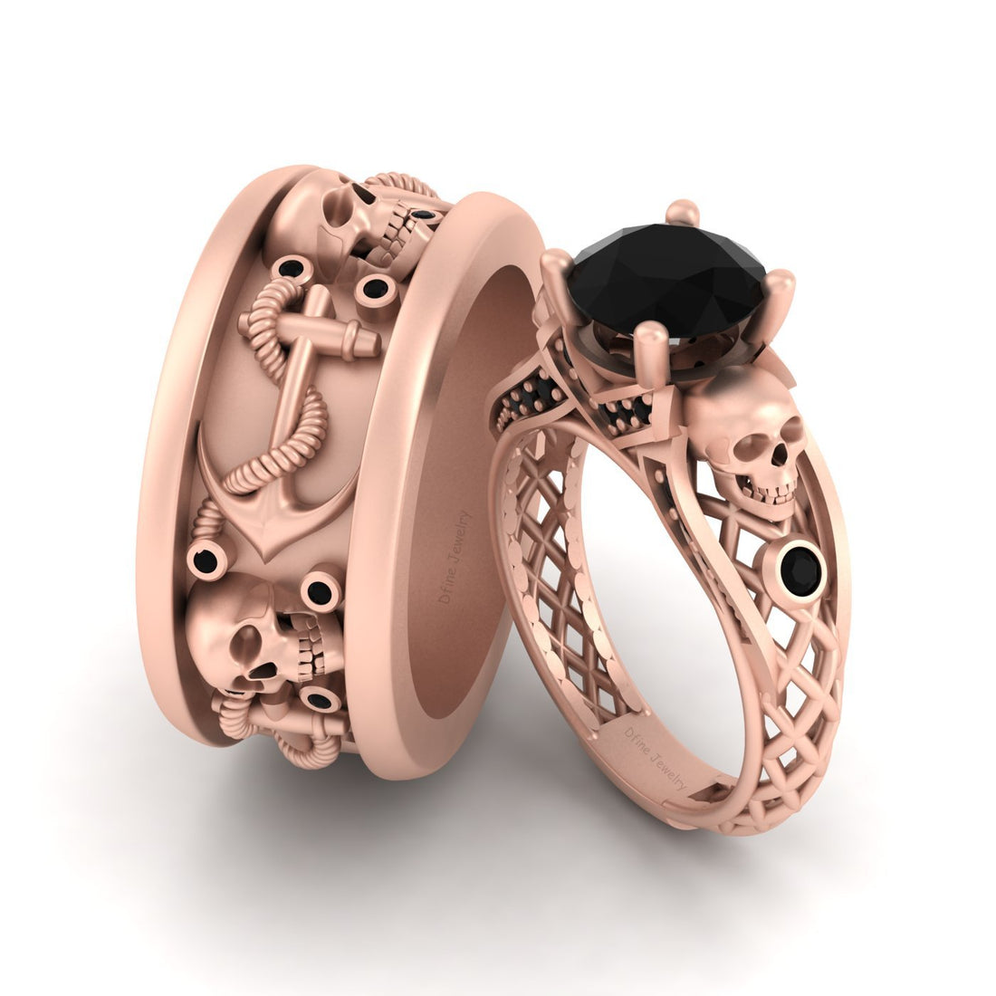 Matching Skull Ring Set His and Her