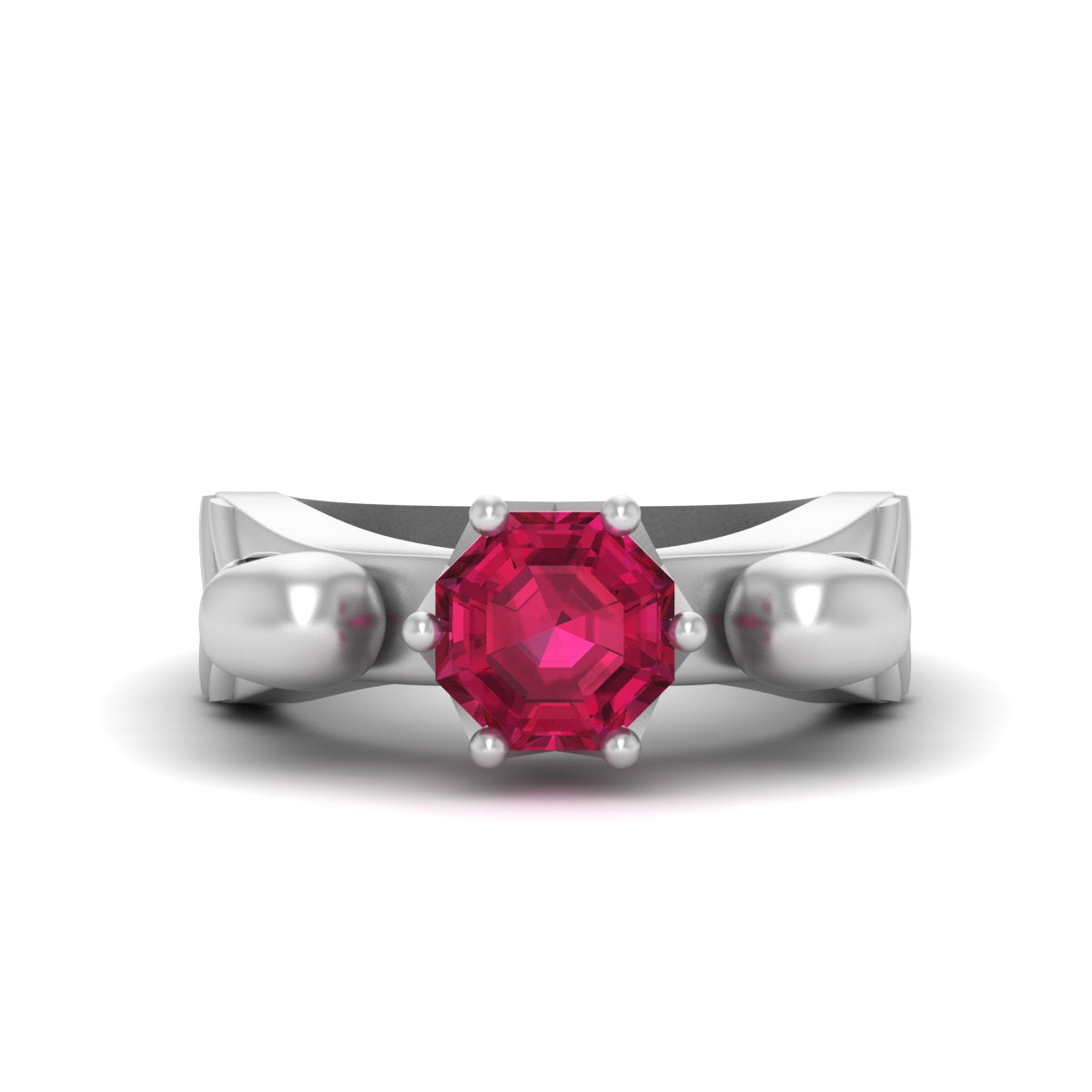 Solitaire Ruby Skull Engagement Ring