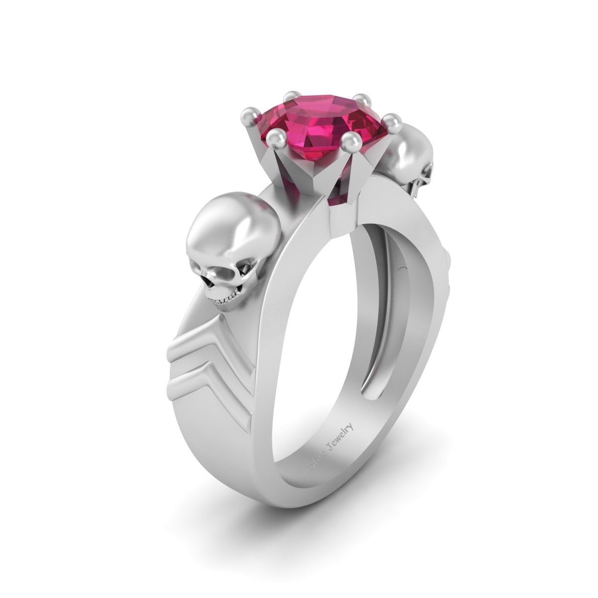 Solitaire Ruby Skull Engagement Ring