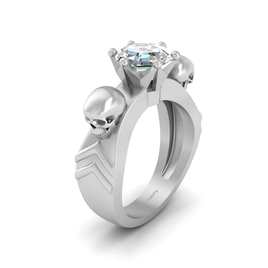 Octagon Diamond Skull Engagement Ring