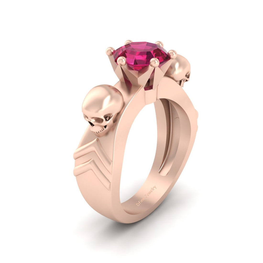 Solitaire Ruby Skull Engagement Ring