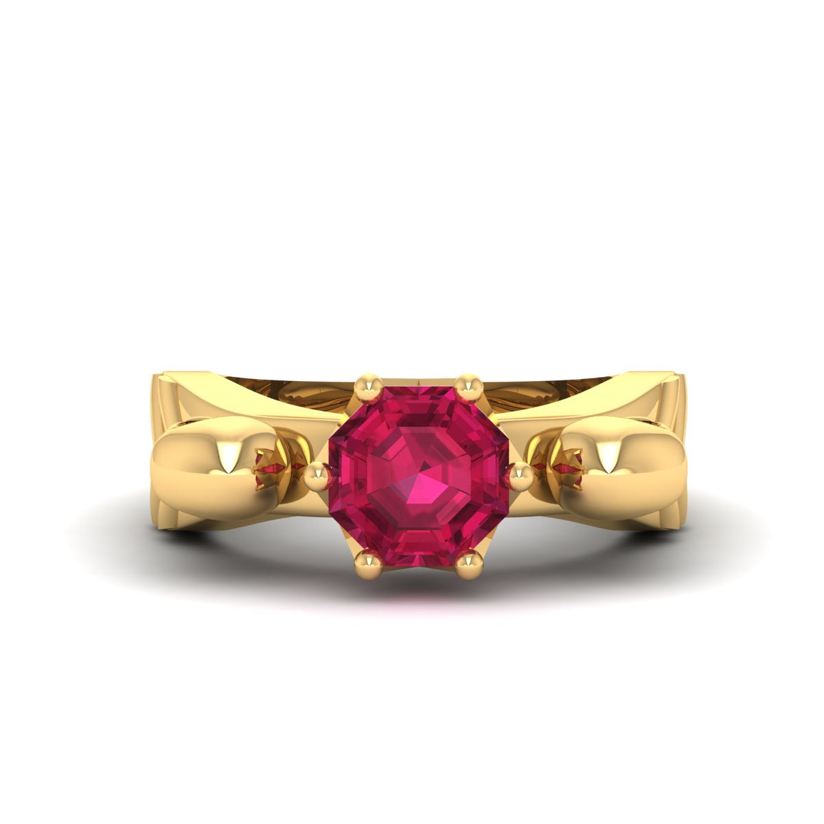 Solitaire Ruby Skull Engagement Ring
