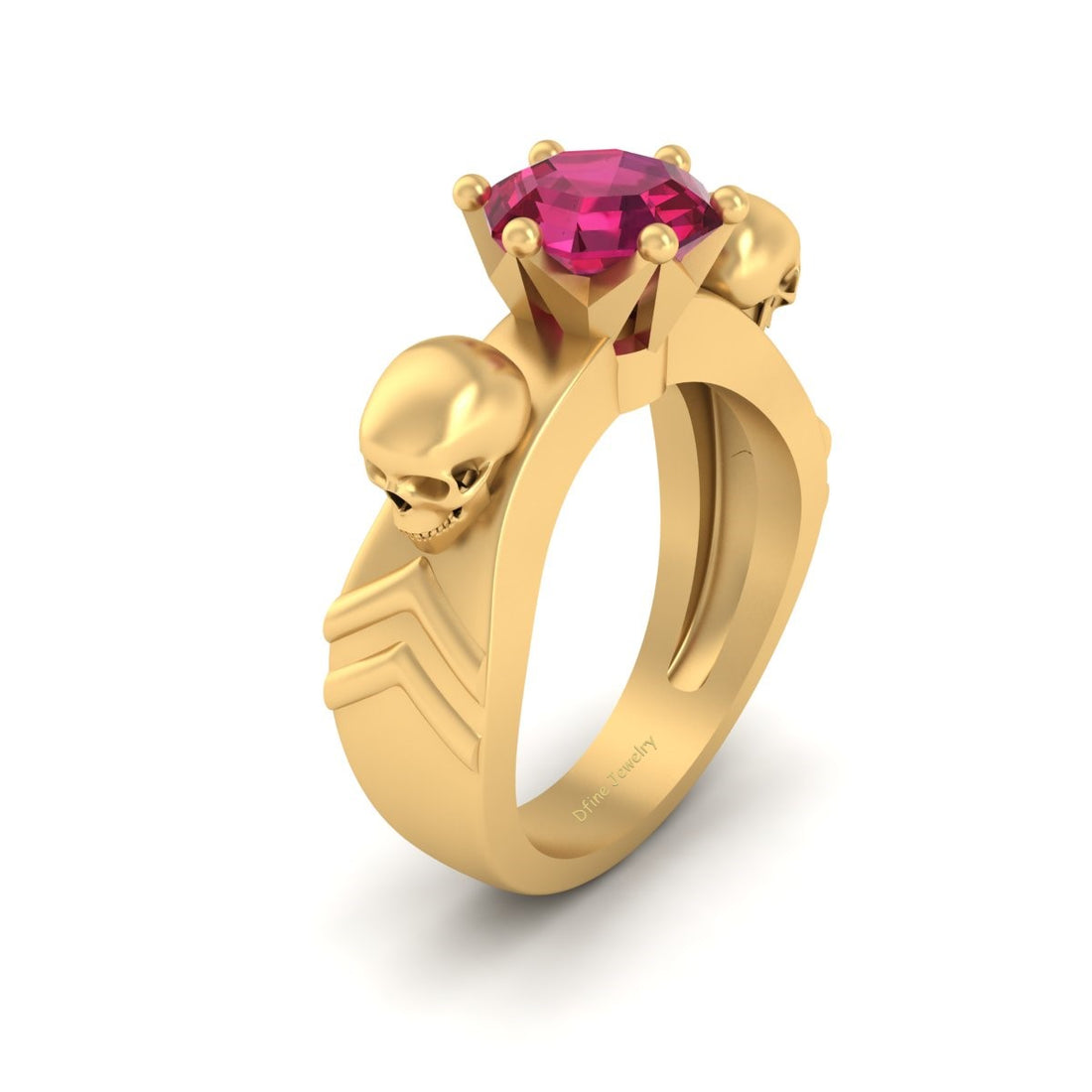 Solitaire Ruby Skull Engagement Ring