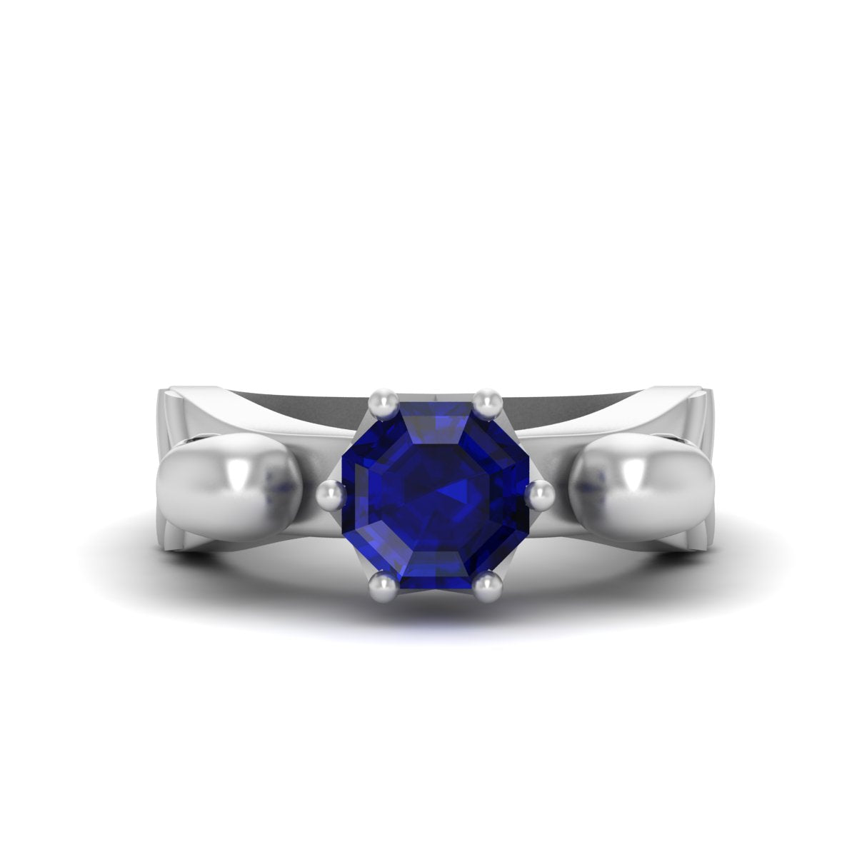Octagon Sapphire Skull Wedding Ring