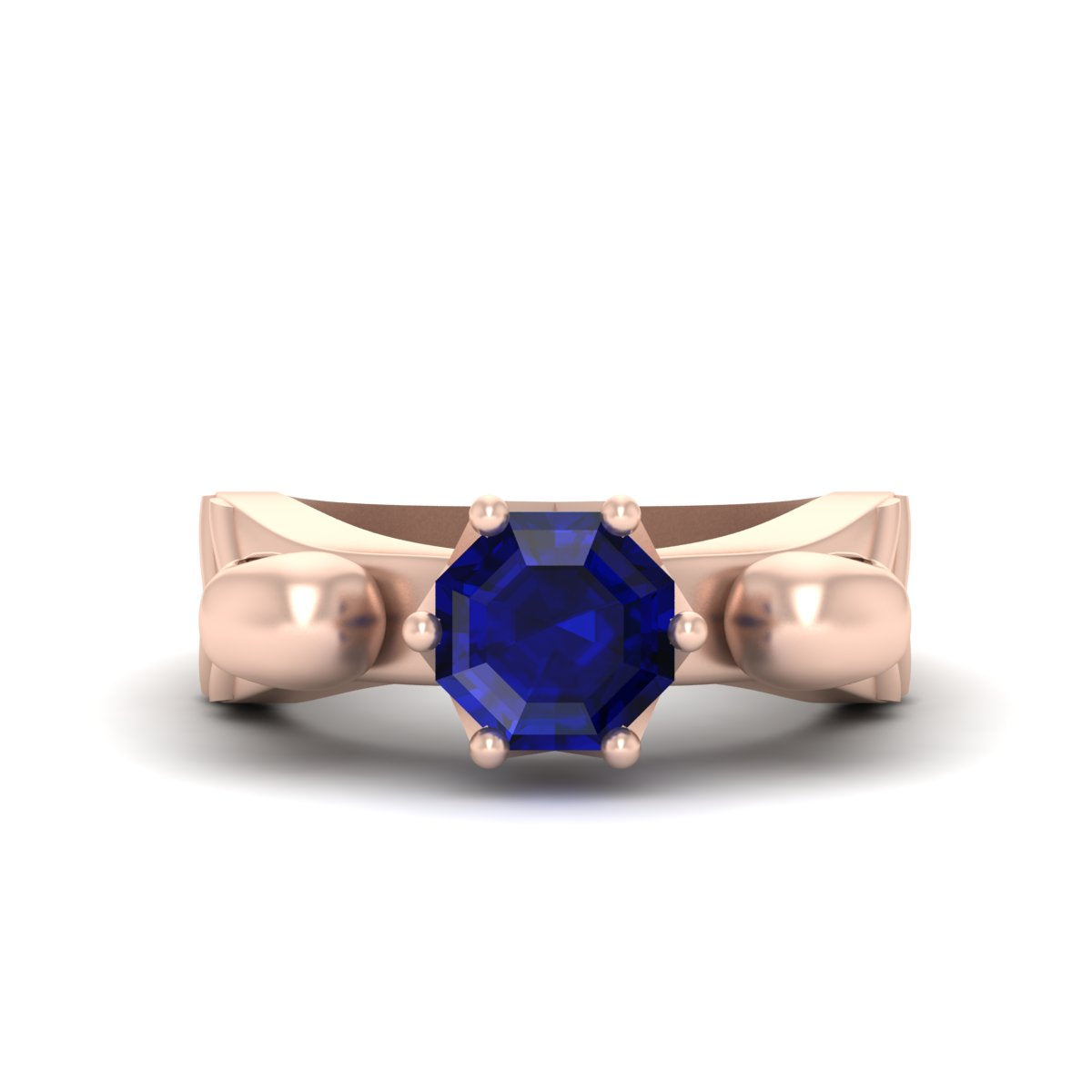 Octagon Sapphire Skull Wedding Ring