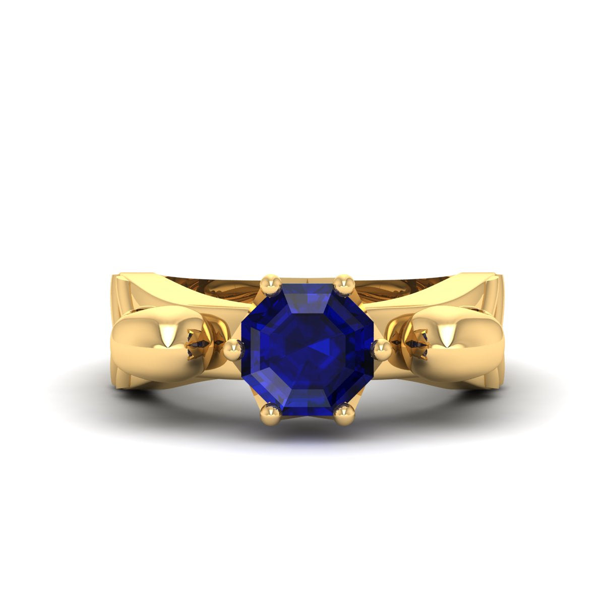 Octagon Sapphire Skull Wedding Ring