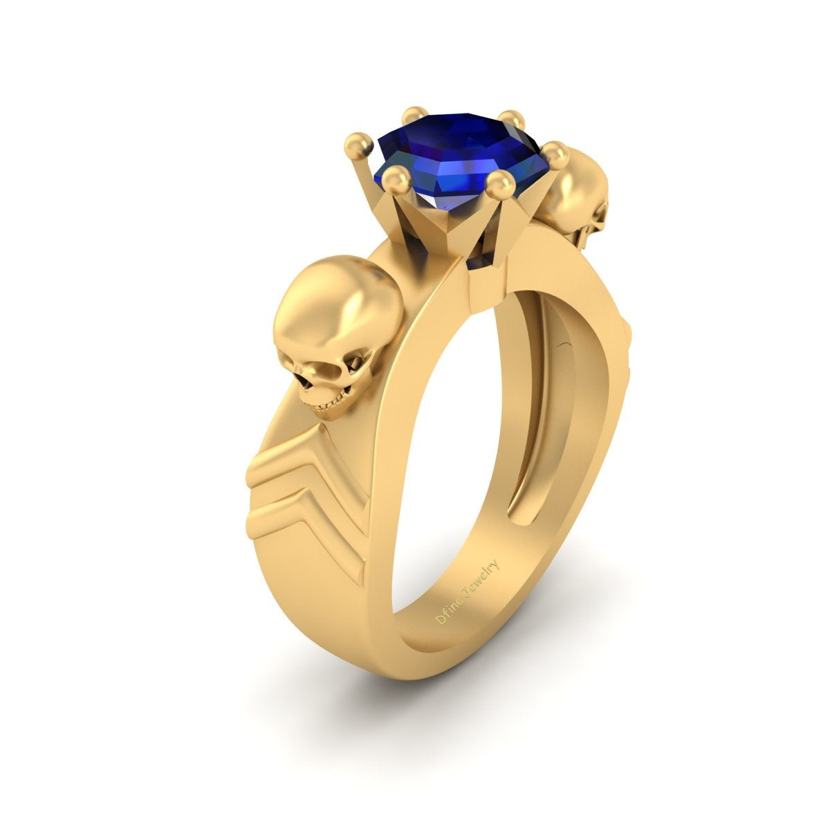 Octagon Sapphire Skull Wedding Ring