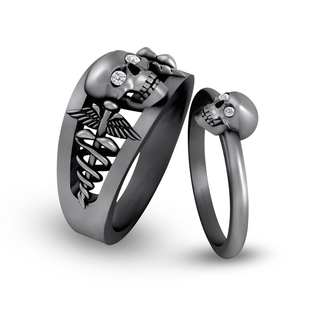 Doctor Logo Skull Wedding Rings