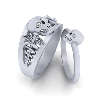 Skull Doctor Logo Wedding Rings