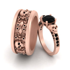 Skull Engagement Rings His and Her Matching Skull Ring Set 2pc