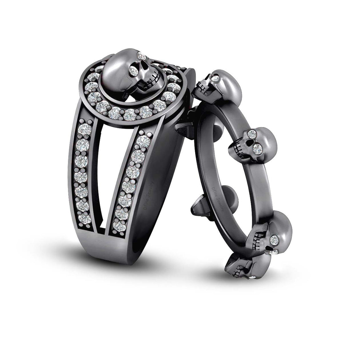 DIAMOND SKULL WEDDING BANDS