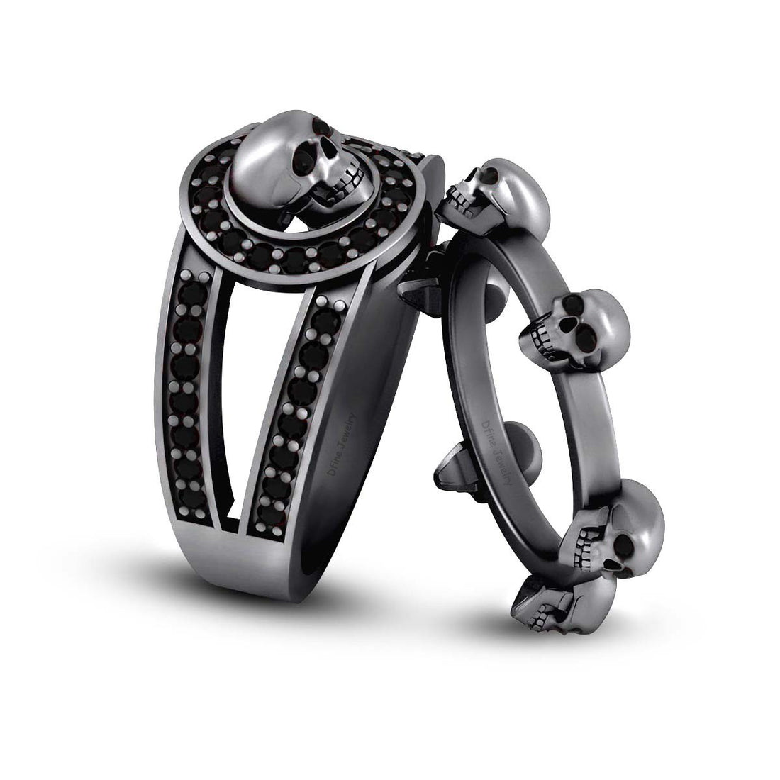 HIS AND HER SKULL WEDDING BANDS