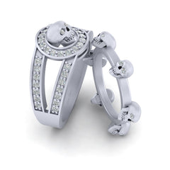 Matching Diamond Skull Bands Gothic Wedding Ring Set His Her