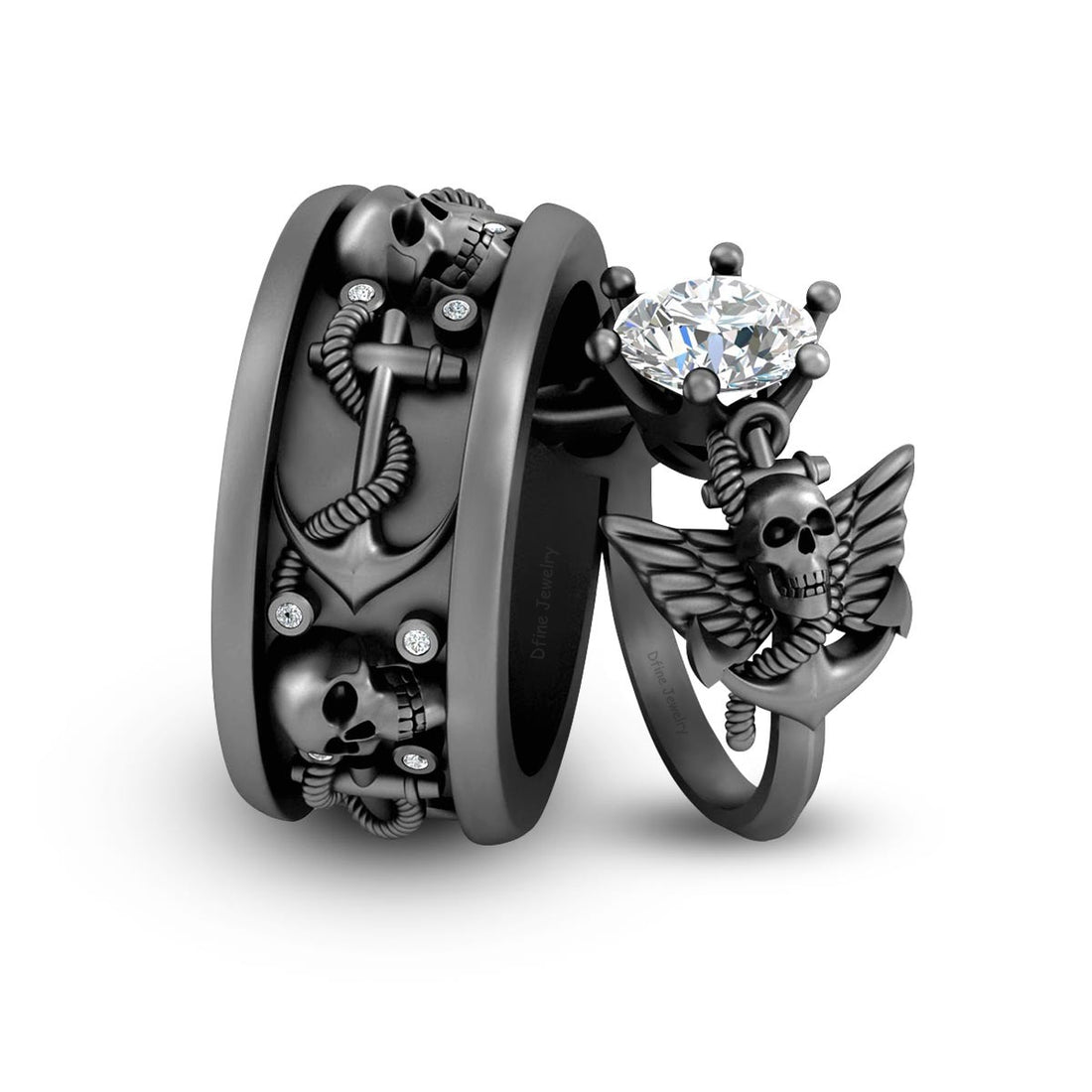 MATCHING DIAMOND SKULL RINGS