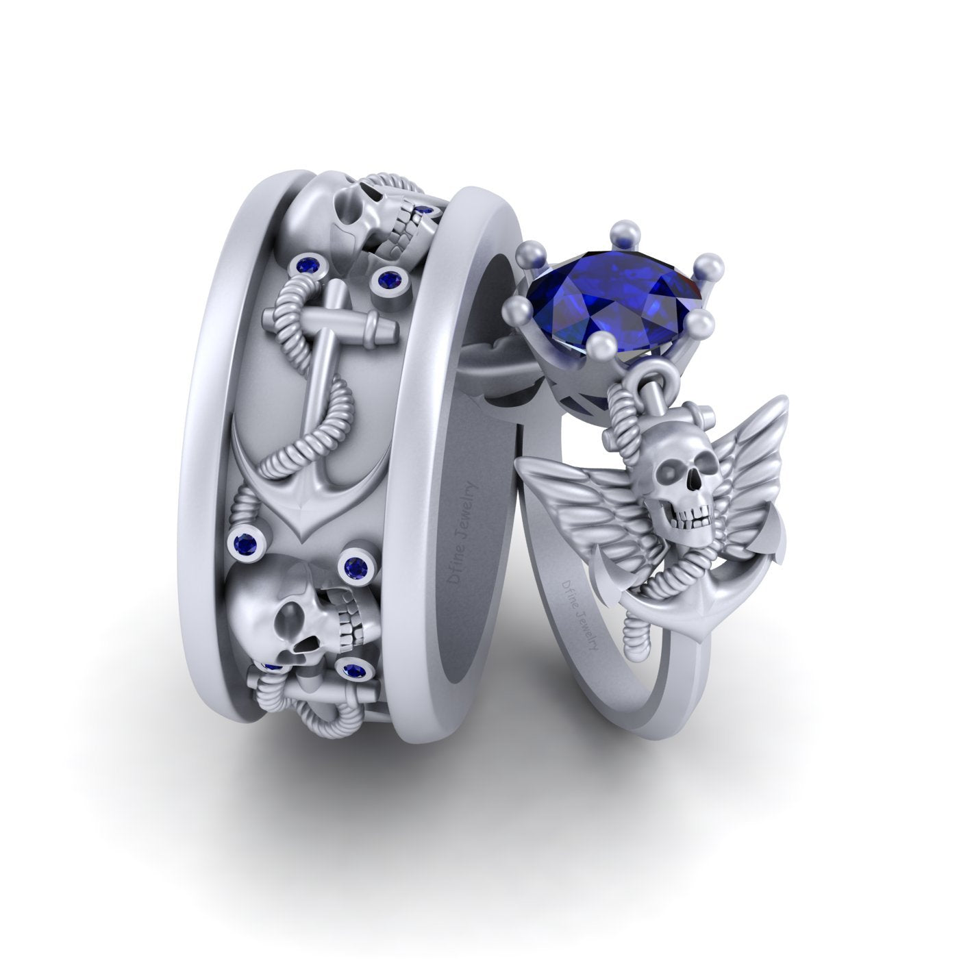 Matching Skull Engagement Rings Couple