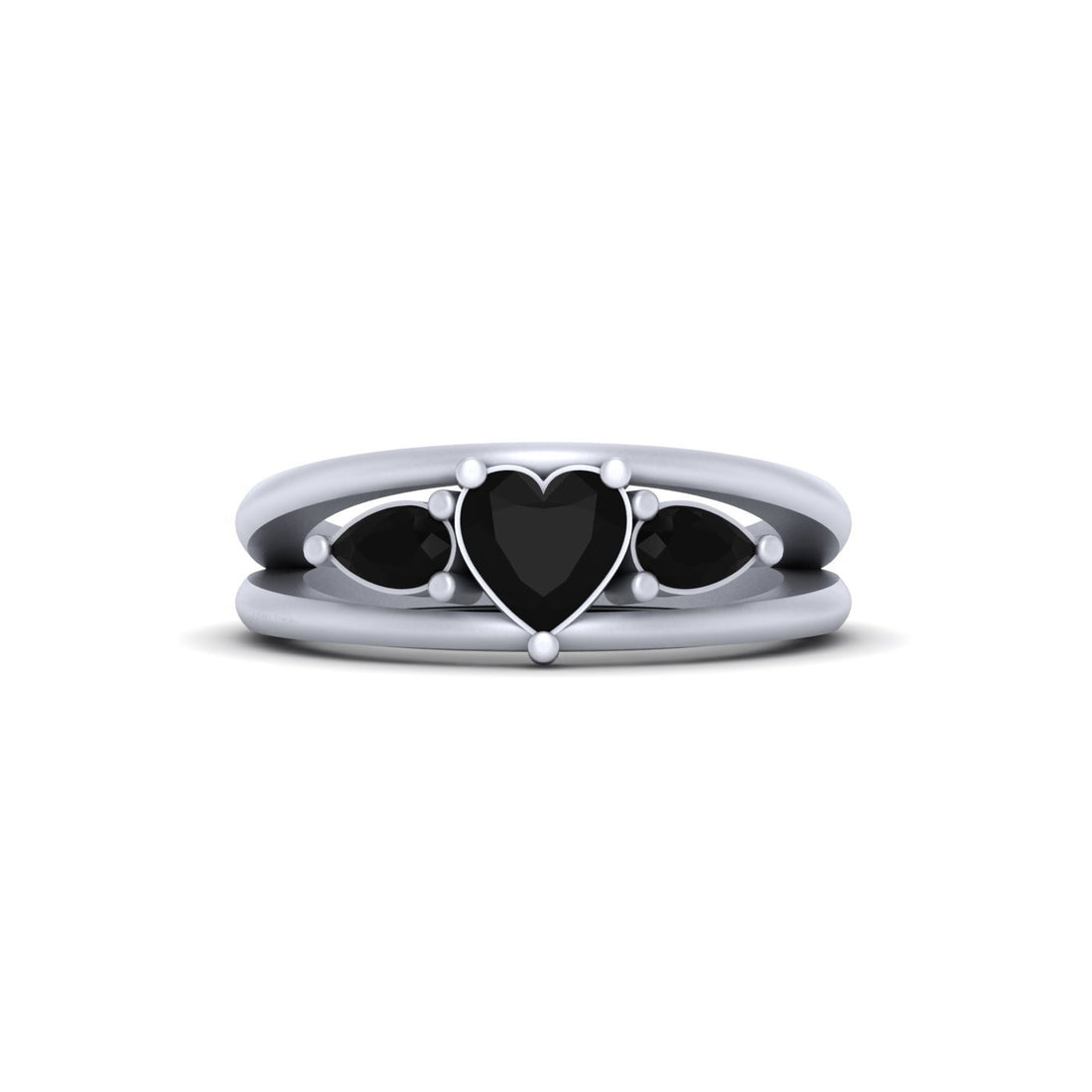Heart Onyx Engagement Ring