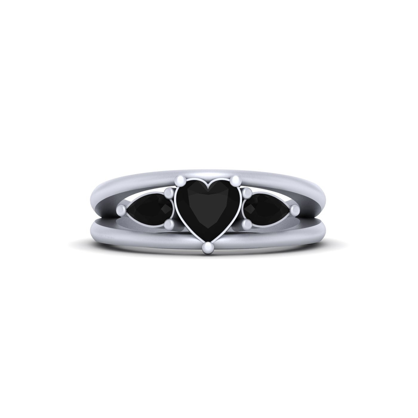Heart Onyx Engagement Ring
