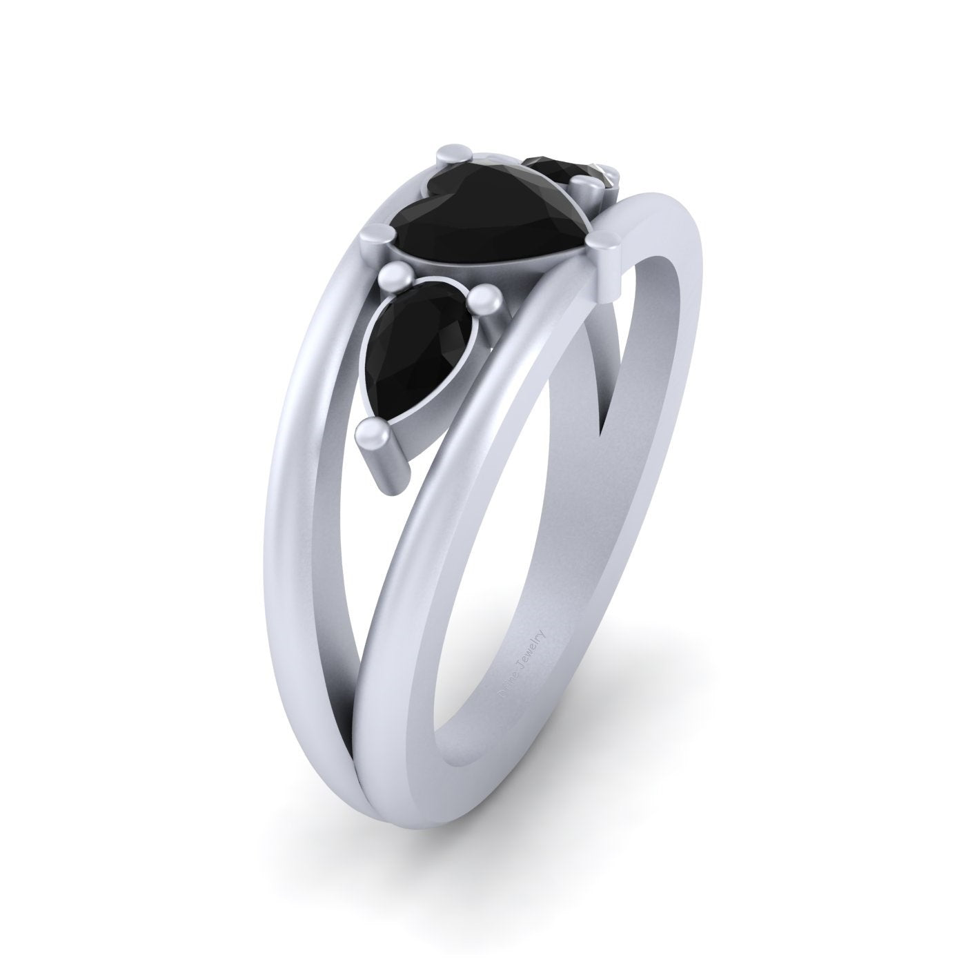 Heart Onyx Engagement Ring