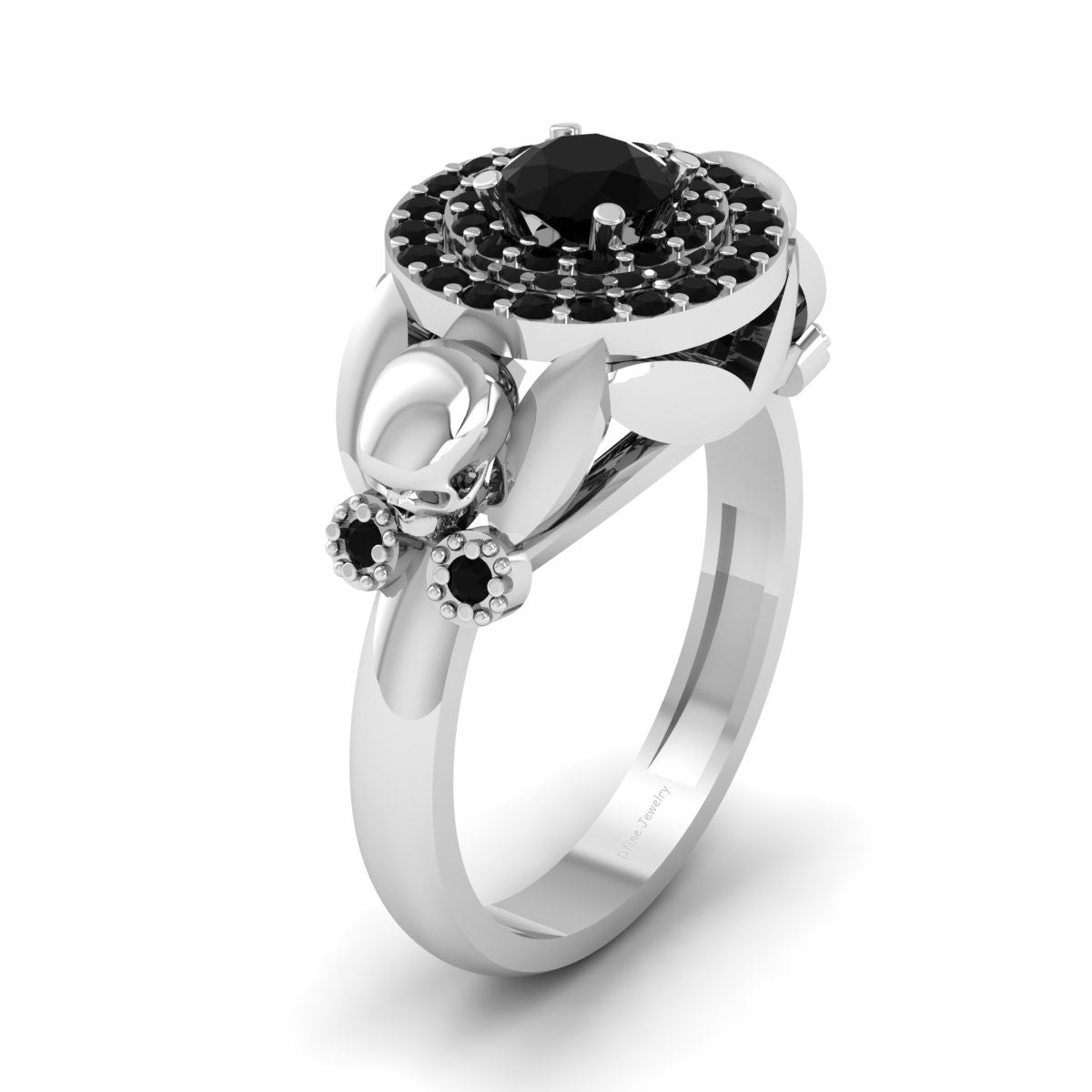 1.25tcw Onyx Skull Engagement Rings