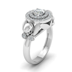 Double Halo Moissanite Skull Wedding Ring Skull Ring Womens