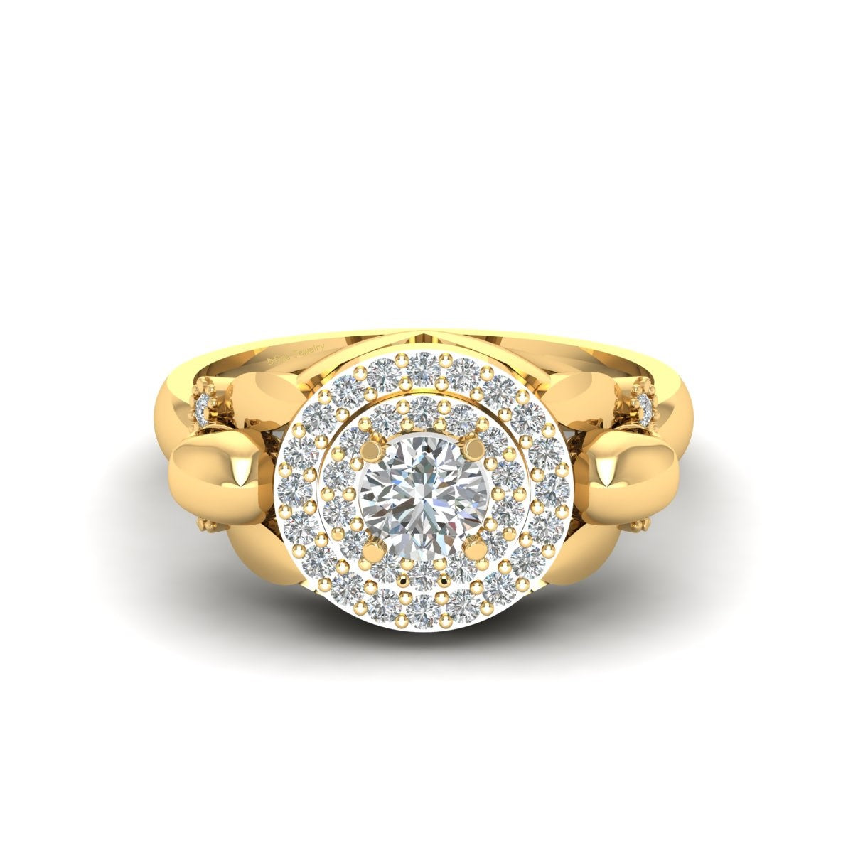 DOUBLE HALO MOISSANITE SKULL WEDDING RING