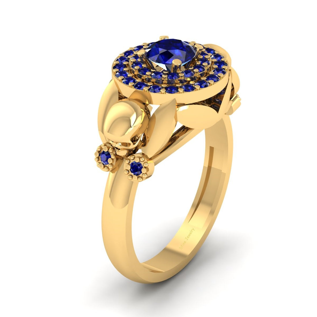 Halo Sapphire Skull Engagement Ring